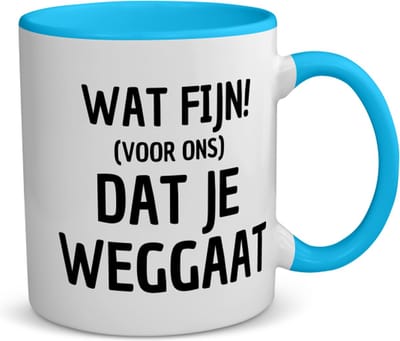 Akyol - wat fijn dat je weggaat koffiemok - theemok - blauw - Afscheid bedank cadeau - collega's - werk - afscheidscadeau - verjaardagscadeau - 350 ML inhoud