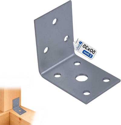 Hoekverbinder - L-beugel - Houtverbindingen maken - Verzinkt staal - 50 x 50 x 35 mm - Zilverkleurig