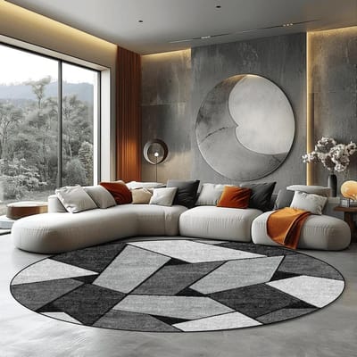 Luxe Modern Grijs Rond Tapijt voor Woonkamer Huisdecoratie Grote Vloerkleden Slaapkamer Tapijt Antislip Vloermat Stoelmatten Wasbaar 100cm