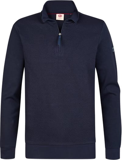 Petrol Industries - Heren Katoenen half-ziptrui forgecrest - Blauw - Maat XXXL
