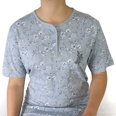 Tenderness Dames Nachthemd - Korte Mouwen - Licht Blauw - Maat S