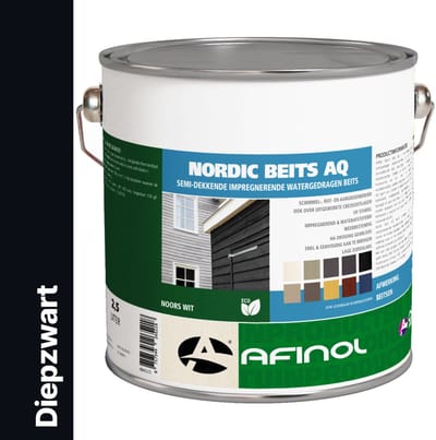 Afinol nordic beits AQ diepzwart - 2,5 liter