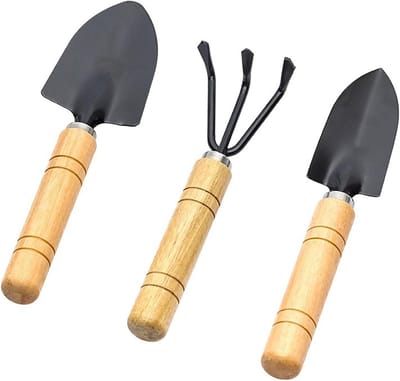Daity 3-delige tuingereedschapset voor het losmaken van de grond - Kleine metalen handgereedschappen voor het losmaken van de grond en het wieden van planten en bloemen.
