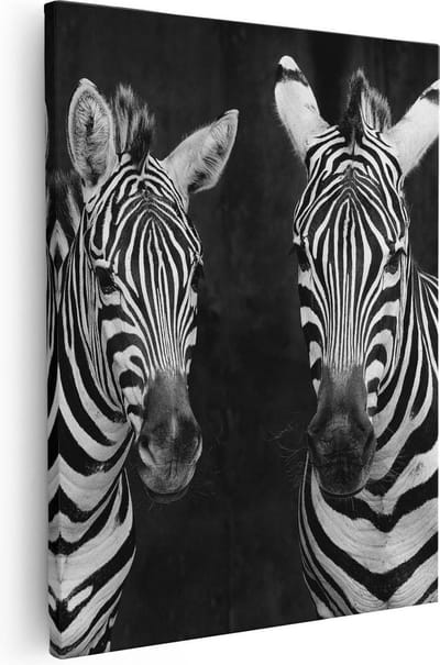 Artaza Canvas Schilderij Zebra - 40x50 cm - Wanddecoratie Afrika - Muurdecoratie Woonkamer - Kamer Accessoires