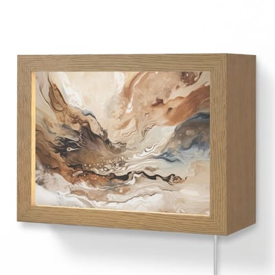Wandlamp 20x15 cm - Oplaadbaar - Abstract - Kunst - Verf - Beige - Modern - Wandlampen binnen woonkamer - Slaapkamer lamp met kabel - Decoratieve nachtlamp - Vloerlamp snoer