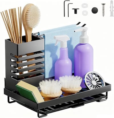 Praktische keuken organizer voor gootsteenopslag, ruimtebesparend en functioneel ontwerp