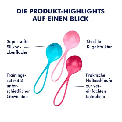 Satisfyer Balls, lustkogels trainings-set, bonte enkele kogel voor meer seksplezier, 3,8 cm, 3 delen