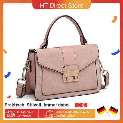 Miss Lulu Dames Schoudertas Medium Faux Leer En Suède Vintage Flap Crossbody Tas Ovaal Metaal Sierlijk