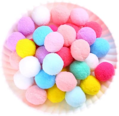 Set van 40 Mini Pompoms van 3 cm voor Creatieve Projecten, Fluffy Pluche Ballen voor DIY, Versieringen, Kinderen, Kerst en Sieraden in Diverse Kleuren