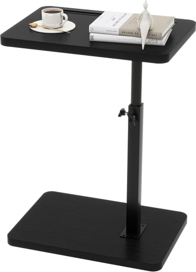 Bijzettafel C-vorm - Eindtafel Sofa - Kleine ruimtes - 360 graden draaibaar - 43x32x78 cm - Zwart