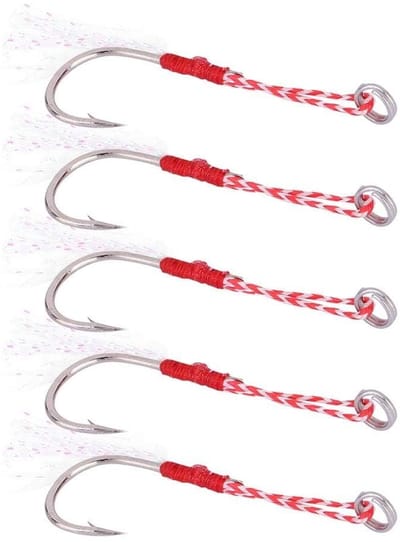 Dailygoods- Vishaken 5 Stuks - Zware Metalen Haken - Grote Zeevisserij Haken - Tonijn Haken - 10 Maten - Veilig voor Vislijn - Haak
