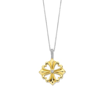 TI SENTO Dames Hanger - 925 zilver - Zirkonia met geel verguld - 6839ZY