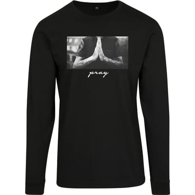 Mister Tee - Pray Longsleeve shirt - S - Zwart