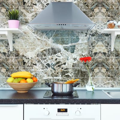 Zelfklevende muurtegelstickers voor keuken en badkamer - 60 Bondy marmer cementtegelstickers - 60 stickers 20x20cm