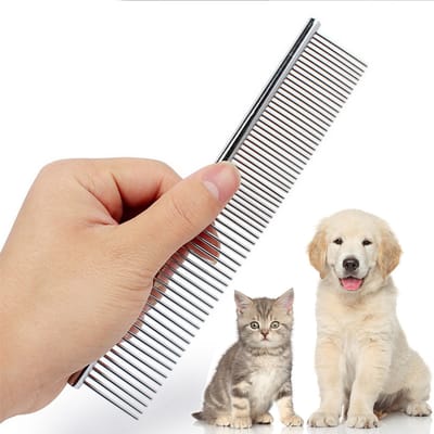 Anti-Klit- Kam - Hondenborstel - Kattenborstel - Hondenkam Langhaar - Kattenborstel Langharig Kortharig - Dierenkam - Hondenkam - Kattenkam - Grof En Fijn - Verwijdert Klitten - Klittenkam - Zilver