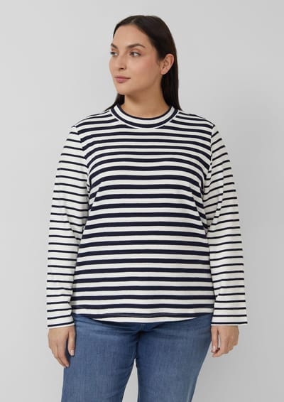 s.Oliver - female - Ingekort jersey sweatshirt in een mix van strepen