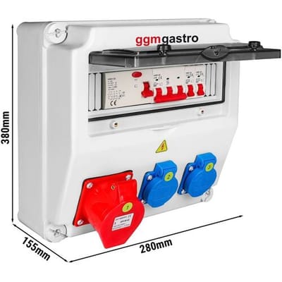 GGM Gastro Verteilerkasten - 2x 230V & 1x 16A Steckdosen - inkl. FI-Sicherung