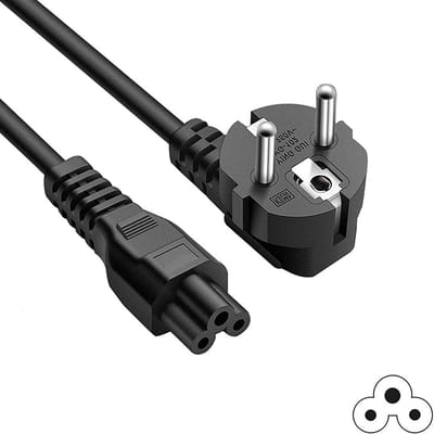 Stroomkabel C5 met Euro Plug - Voedingskabel TV, Monitor, LCD, Printer, PC - Maximaal 250V / 10A / 2500W - Stroomkabel 3 Aderig - Stroomdraad - C13 Kabel - Apparaatsnoer - Stekker - Voedingskabel
