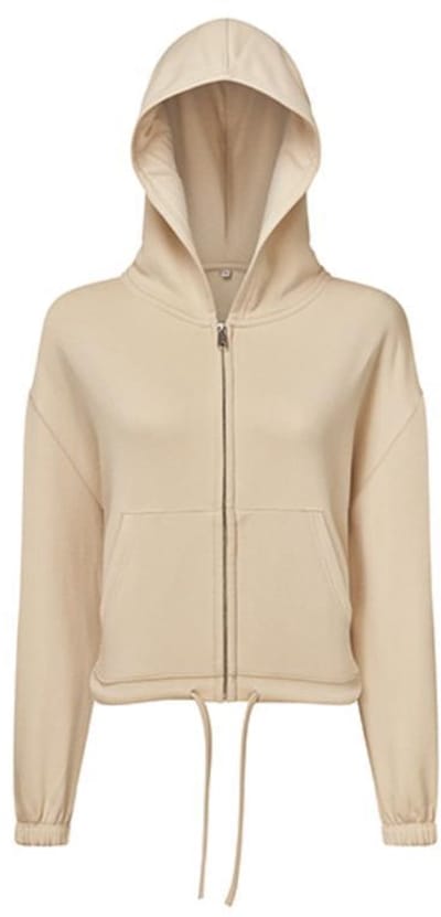 TriDri - Drawstring Dames Hoodie met Rits Recycled - Nude maat XXS
