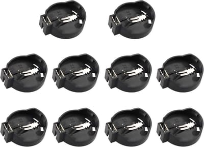 Batterij Houders - Knoopcel Adapters - Elektronica Reparatie - PCB Plug-in Type - 10 Stuks - Zwart