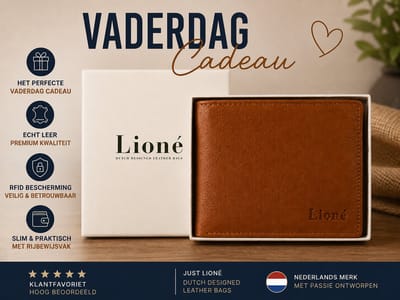 Leren Heren Portemonnee Cognac - Vaderdag Cadeau voor Vader - RFID Bescherming - Billfold met Rijbewijsvak - Just Lioné Max