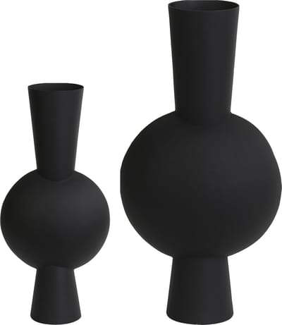Light & Living Vaas Kavandu - Zwart - Set 53+39,5cm - Metaal - - Bloemenvaas - Woondecoratie - Decoratieve vaas voor woonkamer of slaapkamer