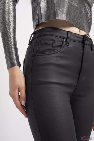 Broek Toxik3 lederlook zwart skinny fit hoge taille new