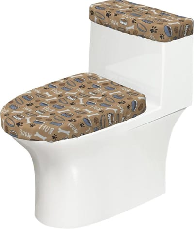 Toiletdekselhoezen Set - Toilet Bril Hoes - Badkamer Decoratie - Rekbaar Polyester - Past op de meeste toiletten - Zwart