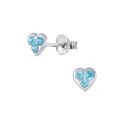 Joy|- Zilveren 5 mm hartje oorbellen blauw kristal