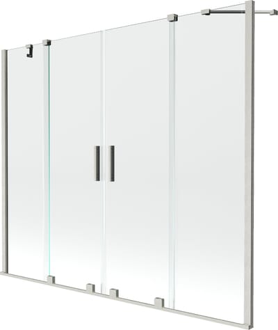 Mexen Velar Duo badwand 2-delig schuifbaar 170 x 150 , transparant, geborsteld nikkel - 896-170-000-02-97
