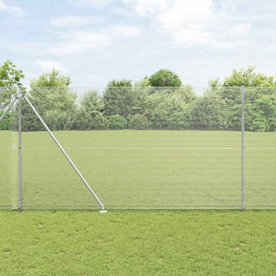 vidaXL - gelast - draadhek - met - grondpennen - 10 - x - 1,5 - m - Gegalvaniseerd - staal