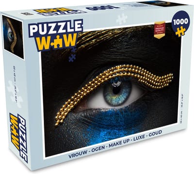 Puzzel Vrouw - Ogen - Make up - Luxe - Goud - Legpuzzel - Puzzel 1000 stukjes volwassenen