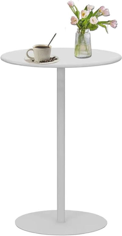 Ronde tafel - Cocktailtafel Bistrotafel - Drankjes Serveren - Veilig Tafelblad - 40x40x62cm - Wit