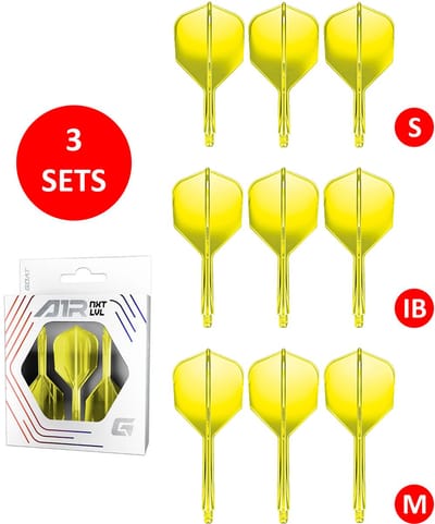 GOAT Air Neon Yellow NO6 - Multipack - Dart Flights & Shafts - 3 Sets - Medium, Inbetween & Short