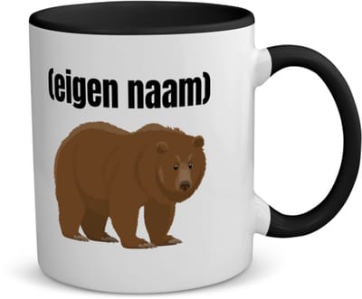 Akyol - grote beer met eigen naam koffiemok - theemok - zwart - Beer - beren liefhebbers - iemand die houdt van beren - verjaardag - cadeau - kado - 350 ML inhoud