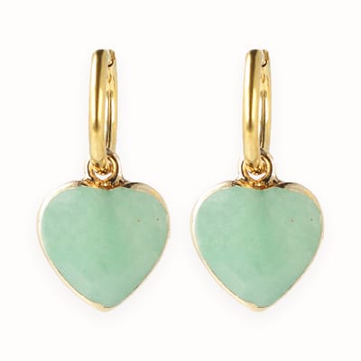 Lajetti - Oorbellen Groene Aventurijn Hartjes Dames Stainless Steel