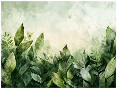 WALLARENA - Fotobehang - 150x105 cm - groene bladeren natuur beton voor slaapkamer woonkamer