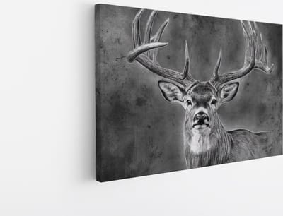 Saammp Canvas Schilderij - Hert - Abstract - Dieren - 45x30 - Foto op canvas - Wanddecoratie - Muurdecoratie Woonkamer - Slaapkamer decoratie - Canvas Print