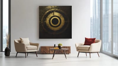 Canvas Schilderij - Abstract - Goud - Zwart - Wanddecoratie - 40x40x2 cm