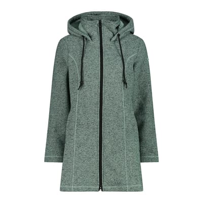 Parka met capuchon van nepbont in technische gemêleerde fleece vrouw CMP