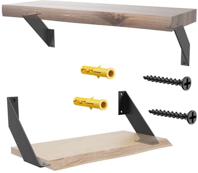 Dailygoods- Plankbeugel 15 cm - Plankdragers Zwart - Wandgemonteerde Beugels - Ondersteuningsbeugel - 4 Stuks - Platte Hoek - Plankdrager