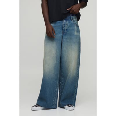 Faux Taille Strass Wijdvallende Jeans | Vintage Blue | Size 32
