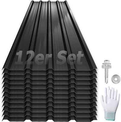Set van 12 Trapezium Dakplaten Staal - Weerbestendig en Verzinkt