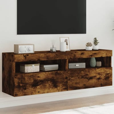 vidaXL - Tv-wandmeubels - met - LED - 2 - st - 60x30x40 - cm - gerookt - eikenkleurig