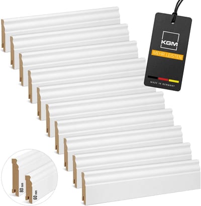Witte MDF vloerplint met Alt-Berliner profiel – 2400 x 19 x 60 mm – 10 stuks