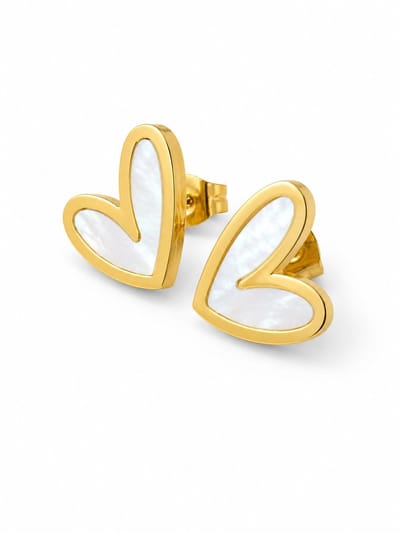 Oorbellen Hartje Tiener Meisje- Oorknopjes Hartjes- Goudkleurige Oorbellen Hart- Meisjes Oorbellen- Witte Hartjes- Stainsless Steel- Hippe Oorbellen- Cadeau Meisje- LiLaLove- Kind