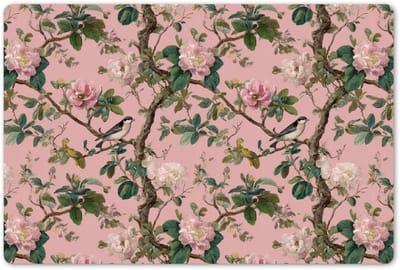 Placemats 45x30 cm - Placemat kunststof - 1 stuk - Pioenrozen - Botanisch - Vogel - Borden onderleggers - Decoratie voor op tafel - Keuken tafeldecoratie accessoires - Vinyl onderlegger - Tafelversiering