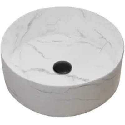 Aurlane Waskom Effect Marble - Keramiek - Rond - Mat Wit - 36cm