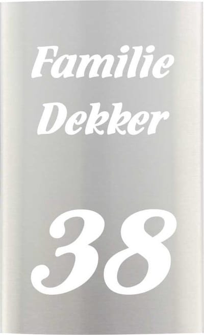 RVS naambord gebogen 20 x 30 cm