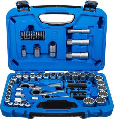 Dopsleutelset - Gear Lock Set - Moeren Draaien - Doorsteek Ratel - 45-25 mm - Zilver Blauw Zwart